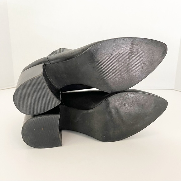 Steve Madden Jaclyn Leather Boots Size 9.5  Block Heel In Classic Black Pull On - Picture 10 of 10